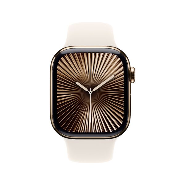 Apple Watch 10 46mm, титан, золотой, спортивный белый ремешок S/M Apple Watch 10 46mm, титан, золотой, спортивный белый ремешок S/M