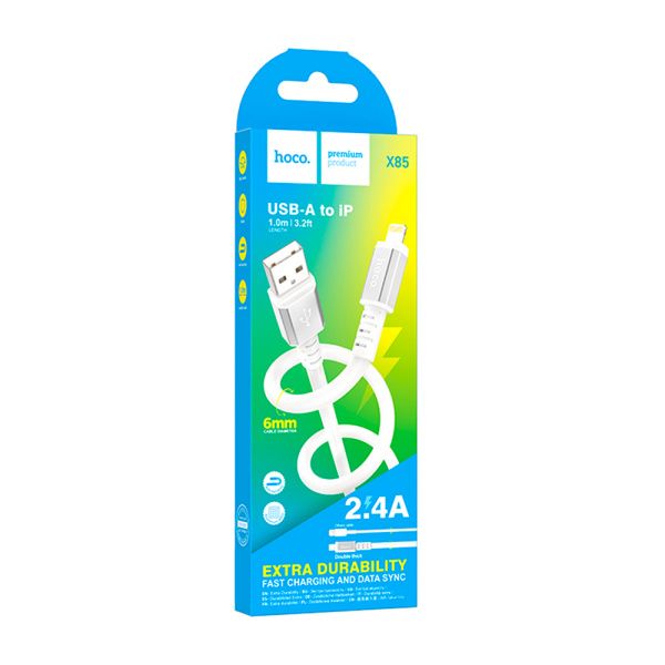 Hoco кабель USB A/Lightning X85 1м (белый) Hoco кабель USB A/Lightning X85 1м (белый)