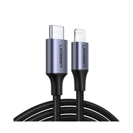 Ugreen кабель Type-C/Lightning Cable Aluminum Shell Braided 1м (черный) 60759 Ugreen кабель Type-C/Lightning Cable Aluminum Shell Braided 1м (черный) 60759