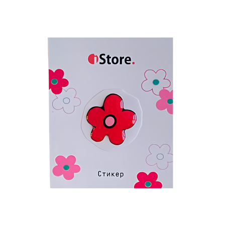 Стикер "Цветок пятилистник с обводкой" (красный) Стикер "Цветок пятилистник с обводкой" (красный)