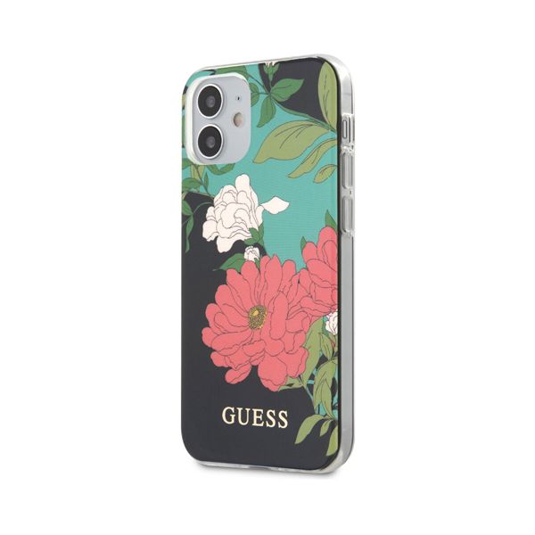 Guess чехол для iPhone 12 Mini PC/TPU Flower Hard Shiny N.1 (зеленый) GUHCP12SIMLFL01