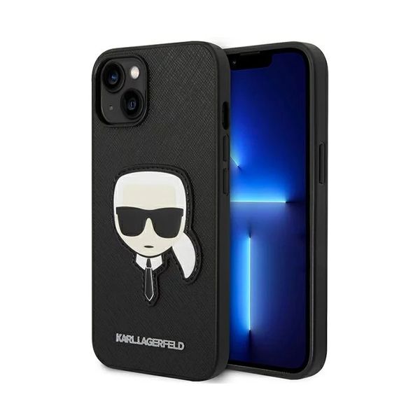 Karl Lagerfeld чехол для iPhone 14 Saffiano Karl's Head (черный) KLHCP14SSAPKHK