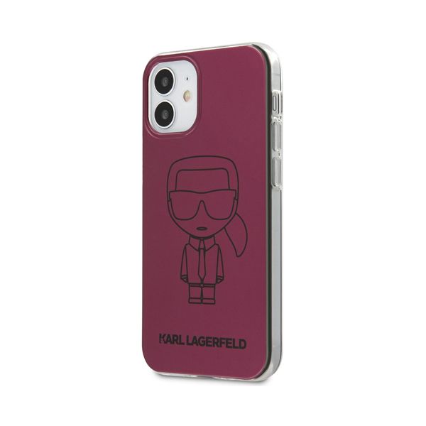 Lagerfeld чехол для iPhone 12 Mini PC/TPU Ikonik outlines Metallic eff (розовый) KLHCP12SPCUMIKPI