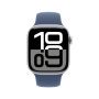 Apple Watch 10 46mm, алюминий, серебристый, спортивный синий ремешок S/M