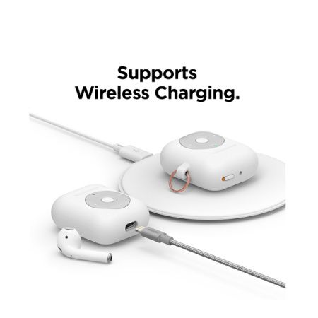 Elago чехол для AirPods силиконовый AW6 Music Player с карабином (белый) EAW6-HANG-WH
