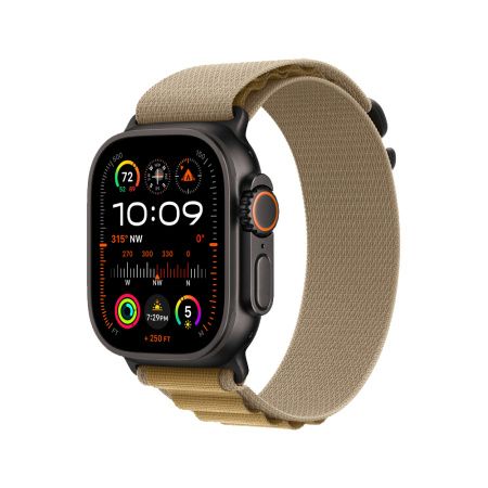 Apple Watch Ultra 2 49mm, черный, Alpine Loop S коричневый ремешок