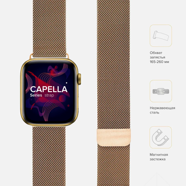 Lyambda ремешок Capella 46/49 мм (золотой) DS-APM02-44-RG