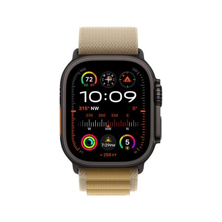 Apple Watch Ultra 2 49mm, черный, Alpine Loop S коричневый ремешок