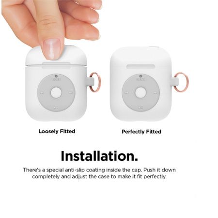 Elago чехол для AirPods силиконовый AW6 Music Player с карабином (белый) EAW6-HANG-WH