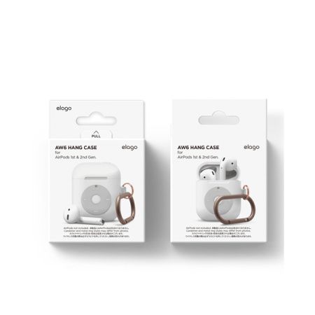 Elago чехол для AirPods силиконовый AW6 Music Player с карабином (белый) EAW6-HANG-WH