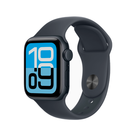 Apple Watch SE 3 40mm, тёмная ночь, спортивный черный ремешок S/M