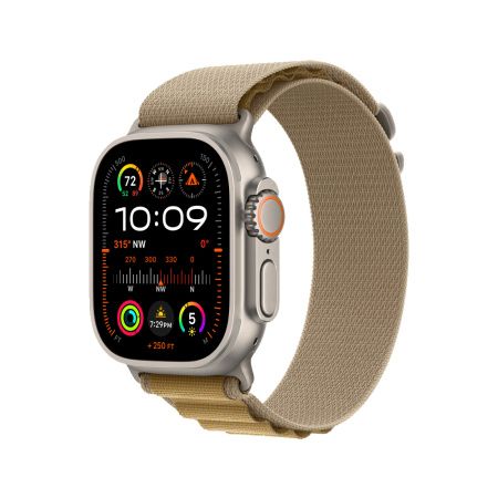 Apple Watch Ultra 2 49mm, натуральный, Alpine Loop M коричневый ремешок