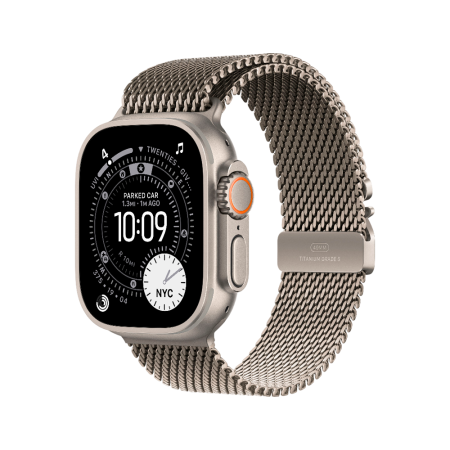Apple Watch Ultra 3 49mm, натуральный, Titanium Milanese Loop M натуральный ремешок