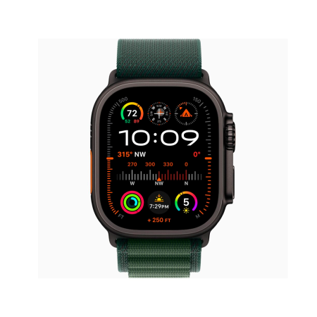 Apple Watch Ultra 2 49mm, черный, Alpine Loop M зеленый ремешок