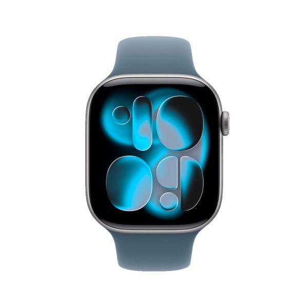 Apple Watch 11 46mm, алюминий, серый космос, спортивный черный ремешок S/M