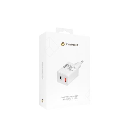 Lyambda СЗУ PD+QC 3.0 30W Type-C + USB A (белый) SLT-30