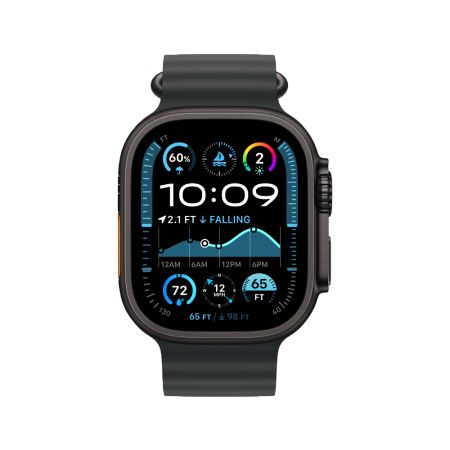 Apple Watch Ultra 2 49mm, черный, Ocean Band черный ремешок