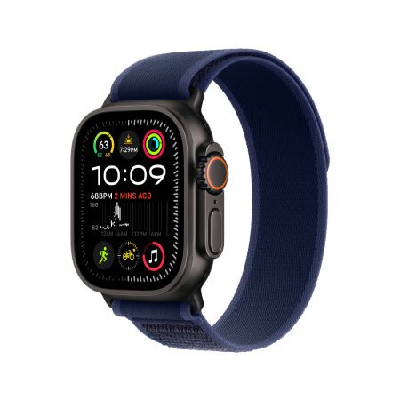 Apple Watch Ultra 2 49mm, черный, Trail Loop S/M синий ремешок