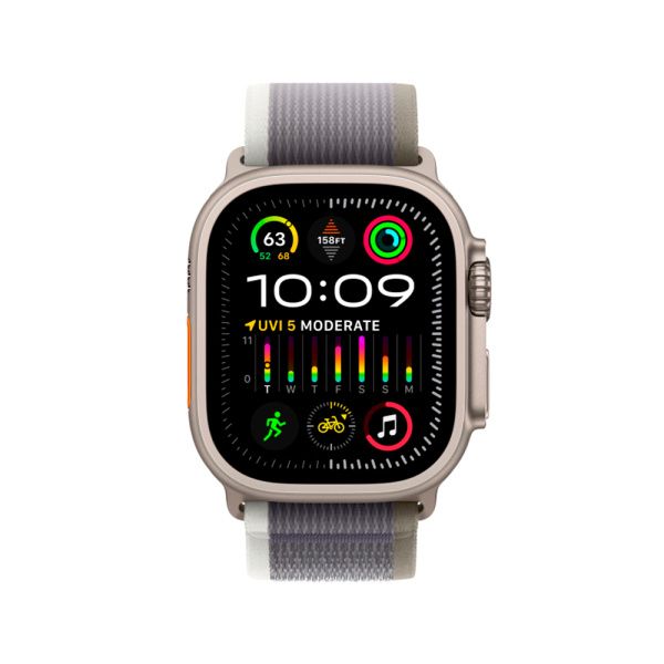 Apple Watch Ultra 2 49mm, серебристый, Trail Loop S/M зеленый/серый ремешок