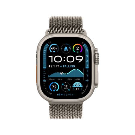Apple Watch Ultra 2 49mm, натуральный, Titanium Milanese Loop M натуральный ремешок