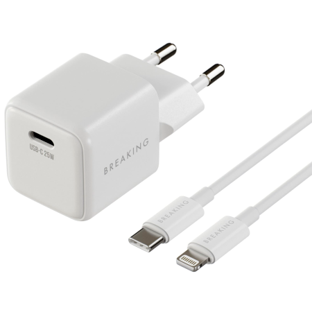 Breaking СЗУ P10 GaN 25W Type-C + кабель Lightning (белый) 22246