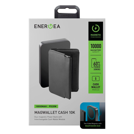 EnergEA внешний аккумулятор MagSafe MagWallet Cash 20W 10000mAh + бумажник (черный) MW-CASH-10K