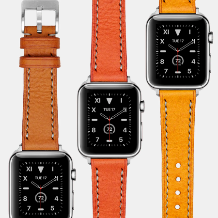 Ryoko ремешок кожаный Silver Case 46/49 мм (оранжевый)