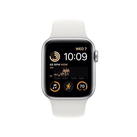 Apple Watch SE 2 40mm, серебристый, спортивный белый ремешок